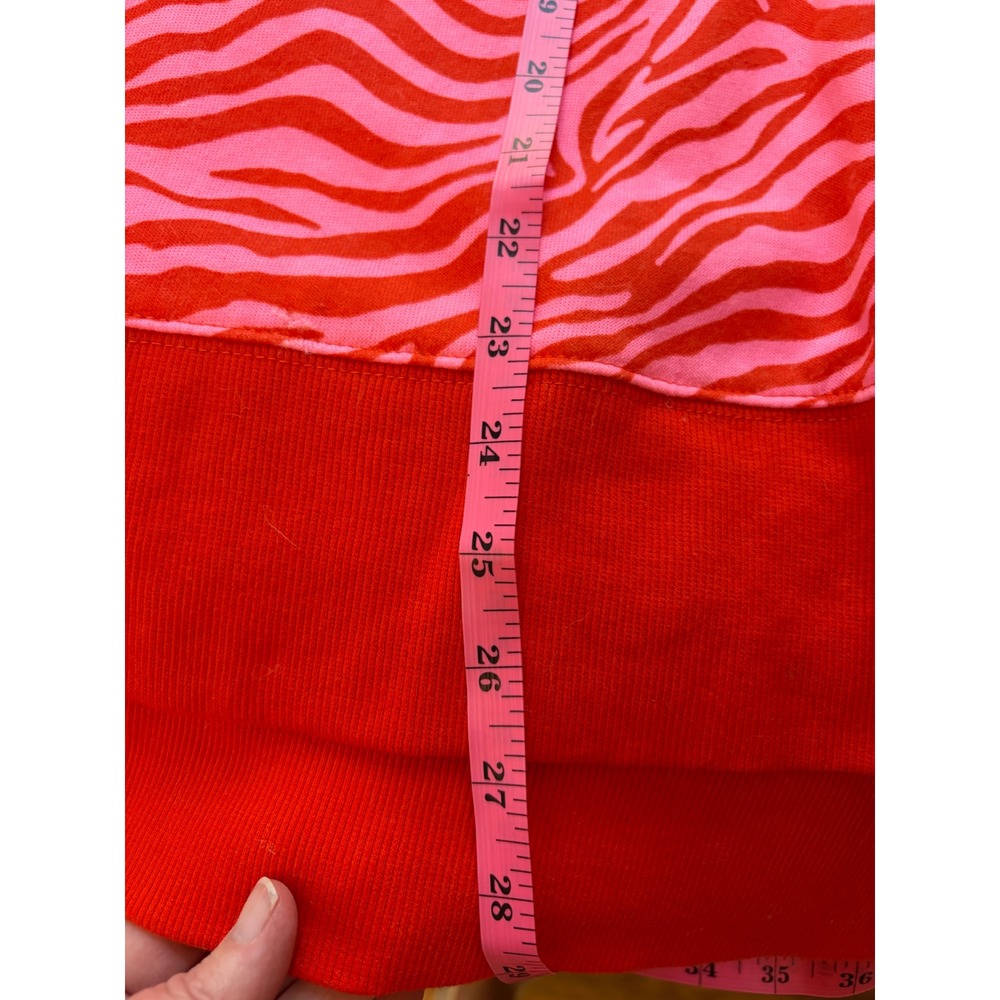 Cabana by Crown & Ivy Pink Red Zebra Print Oversized Fleece Soft Sweatshirt XL - Picture 6 of 8